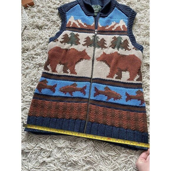 Woolrich Womens Zip Up Shawl Collar Sweater Yellowstone Here I Come Small Vest - Picture 6 of 14